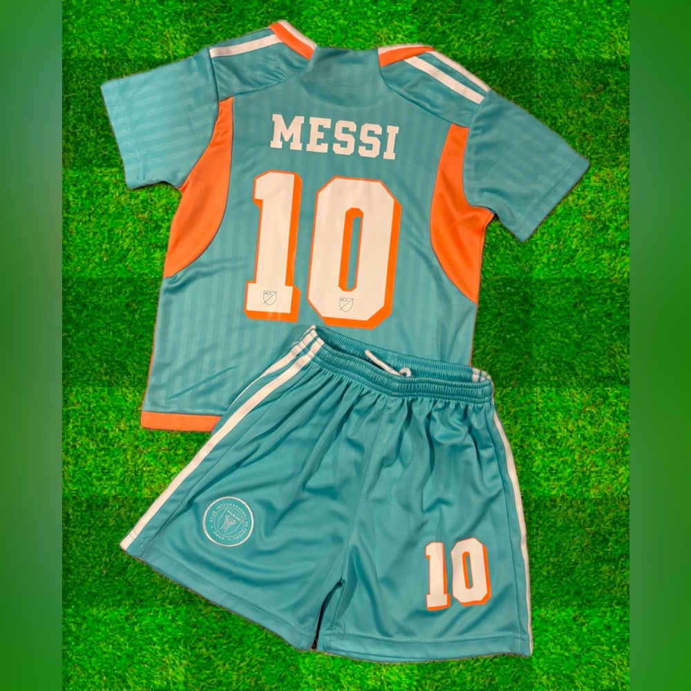 Lionel Messi Teal Youth Soccer Jersey Set 2 Piece Kit - Footballer Jersey NWT - Picture 5 of 7